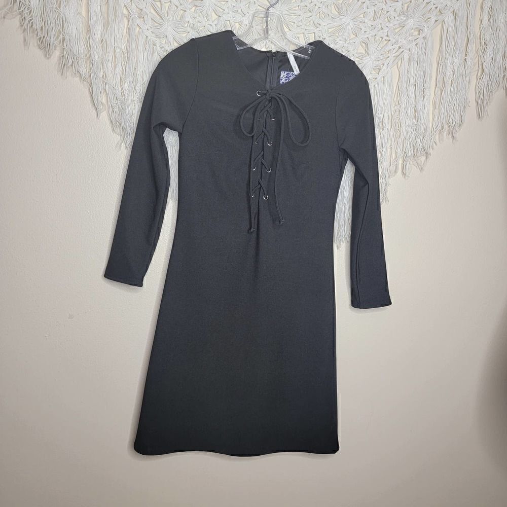 Sage Sophie and Trey Lace Up Tie Dress Black Size Small